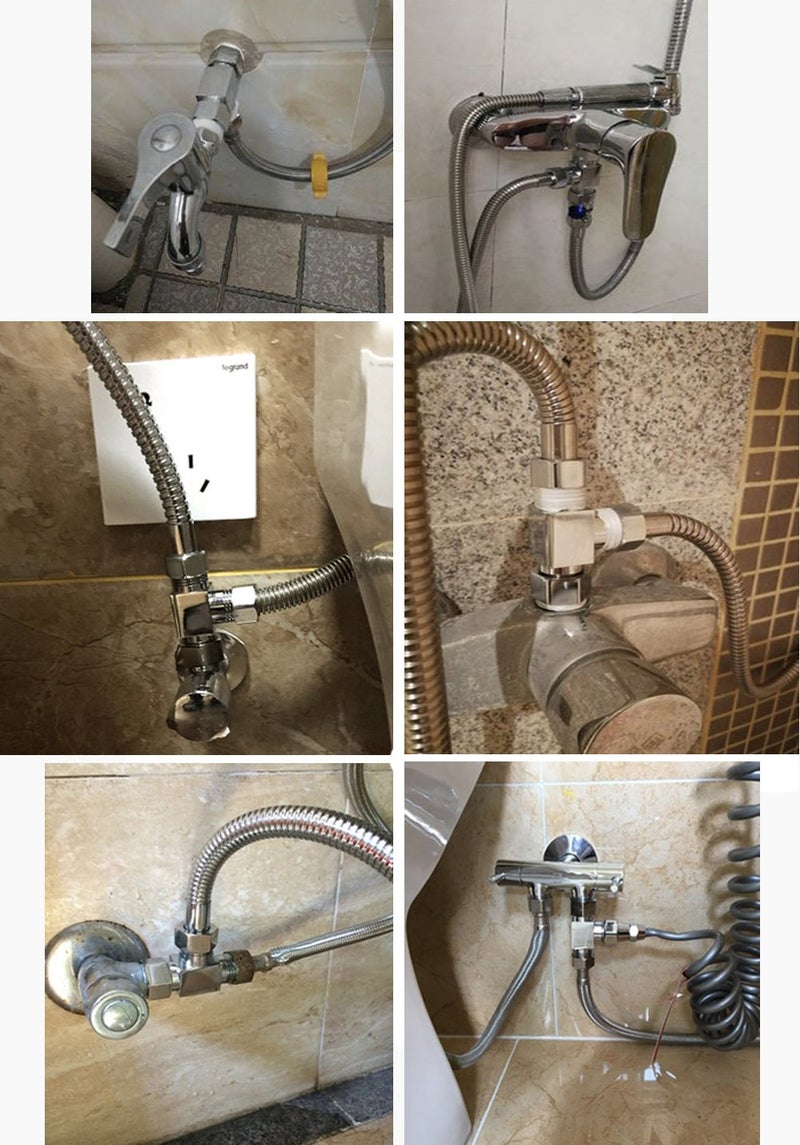 1/2" Brass Chrome 3 Way Diverter, Hose Fitting Tee, T Shape Adapter Connector for Angle Valve Hose, Bath Shower Arm, Toilet Bidet Sprayer Faucet